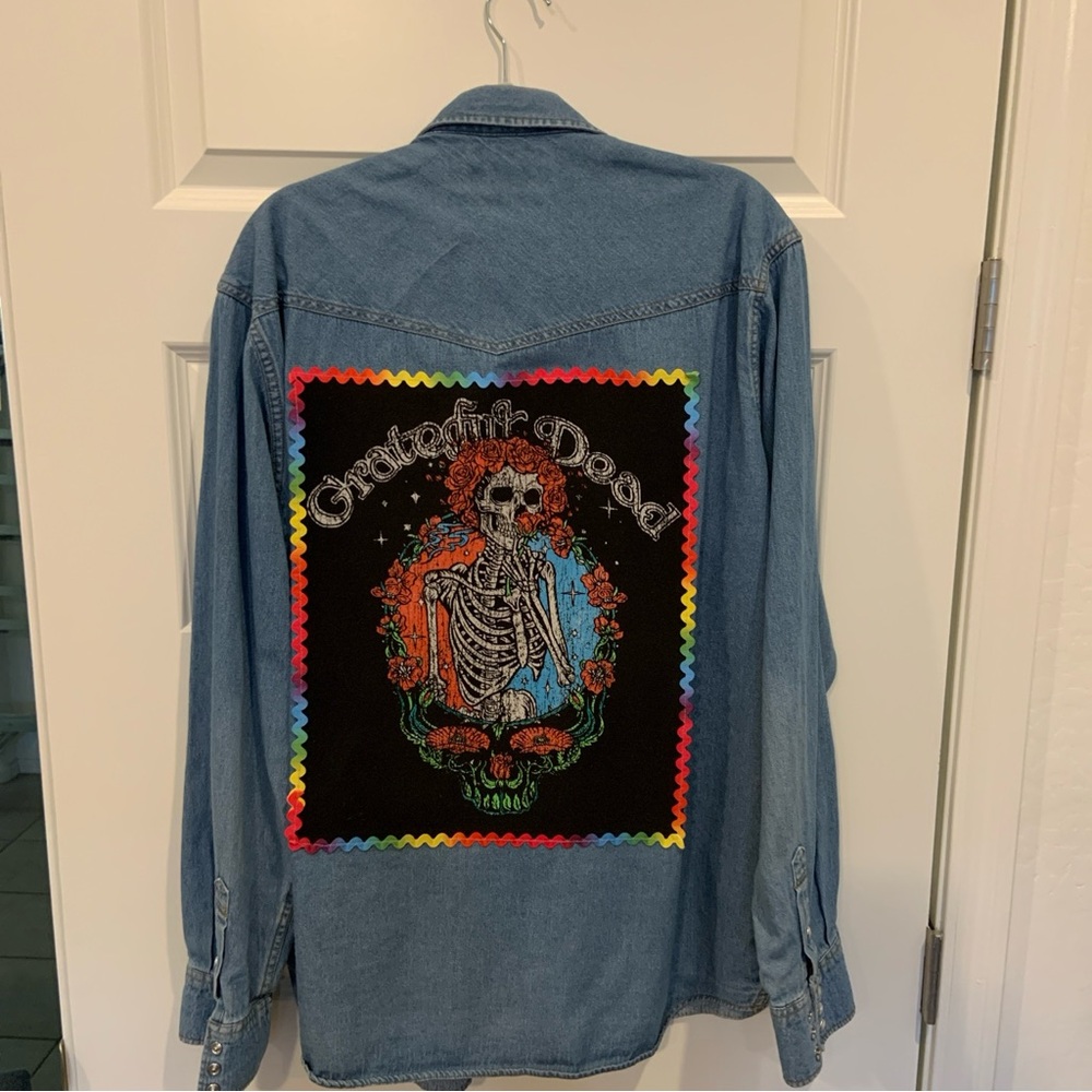 Custom Made Grateful Dead Graphic on Ranchwear XXL Pearl Snap western shirt